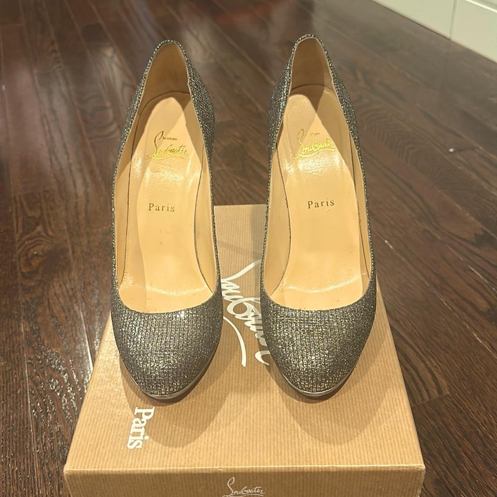 Christian Louboutin Silver Metallic Pumps